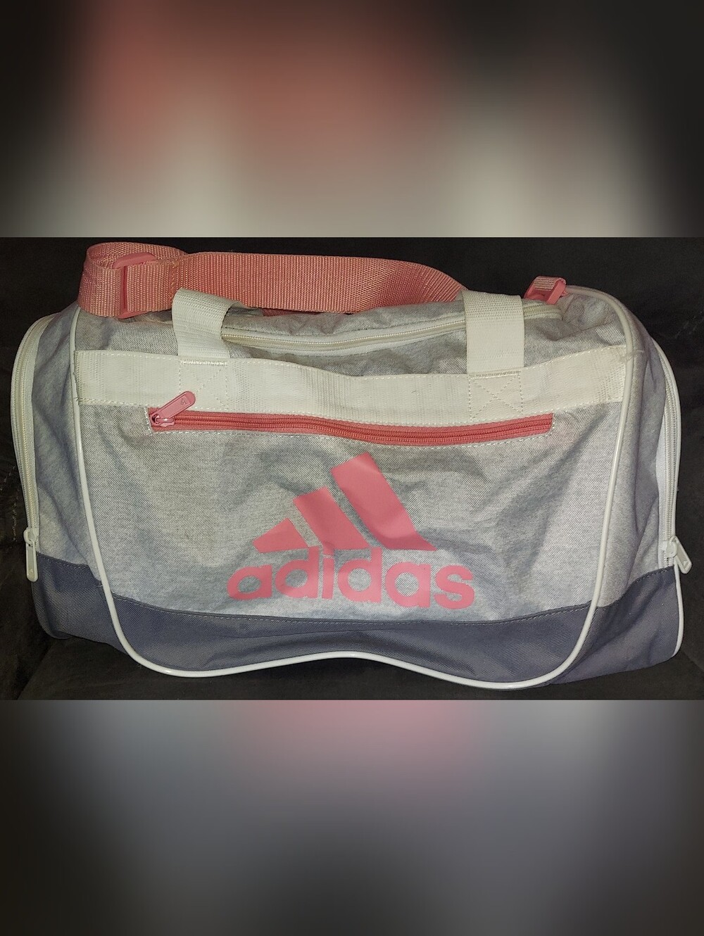 Adidas Gray and Pink Duffel Bag